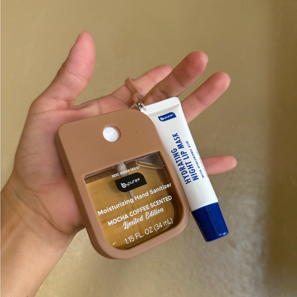 Moisturizing Hand Sanitizer and Hydrating Night Lip Mask